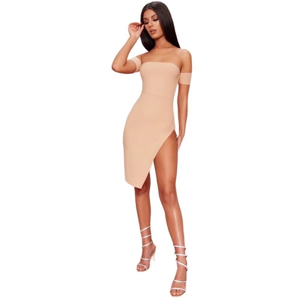 Pretty Little Thing Nude Cuff Split Side Midi US6/UK10